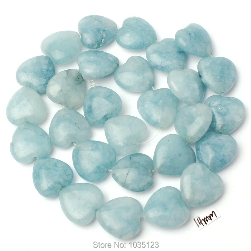 

Free Shipping 14mm Natural Light Blue Aquamarines Heart Shape Gems Loose Beads Strand 15" DIY Creative Jewellery Making w3004