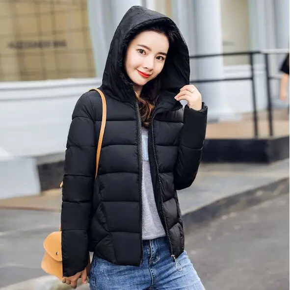 Осень Зима Новинка пальто с капюшоном размера плюс женские парки с длинным рукавом Женское зимнее пальто тонкая женская верхняя одежда зимняя куртка NS4099 - Цвет: black