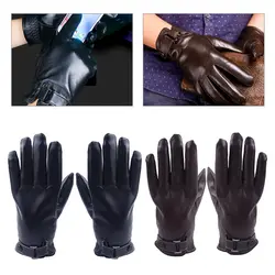 Для мужчин кнопка запястье зимние теплые перчатки флисовая подкладка полный палец Сенсорный экран Прихватки для мангала мотоцик