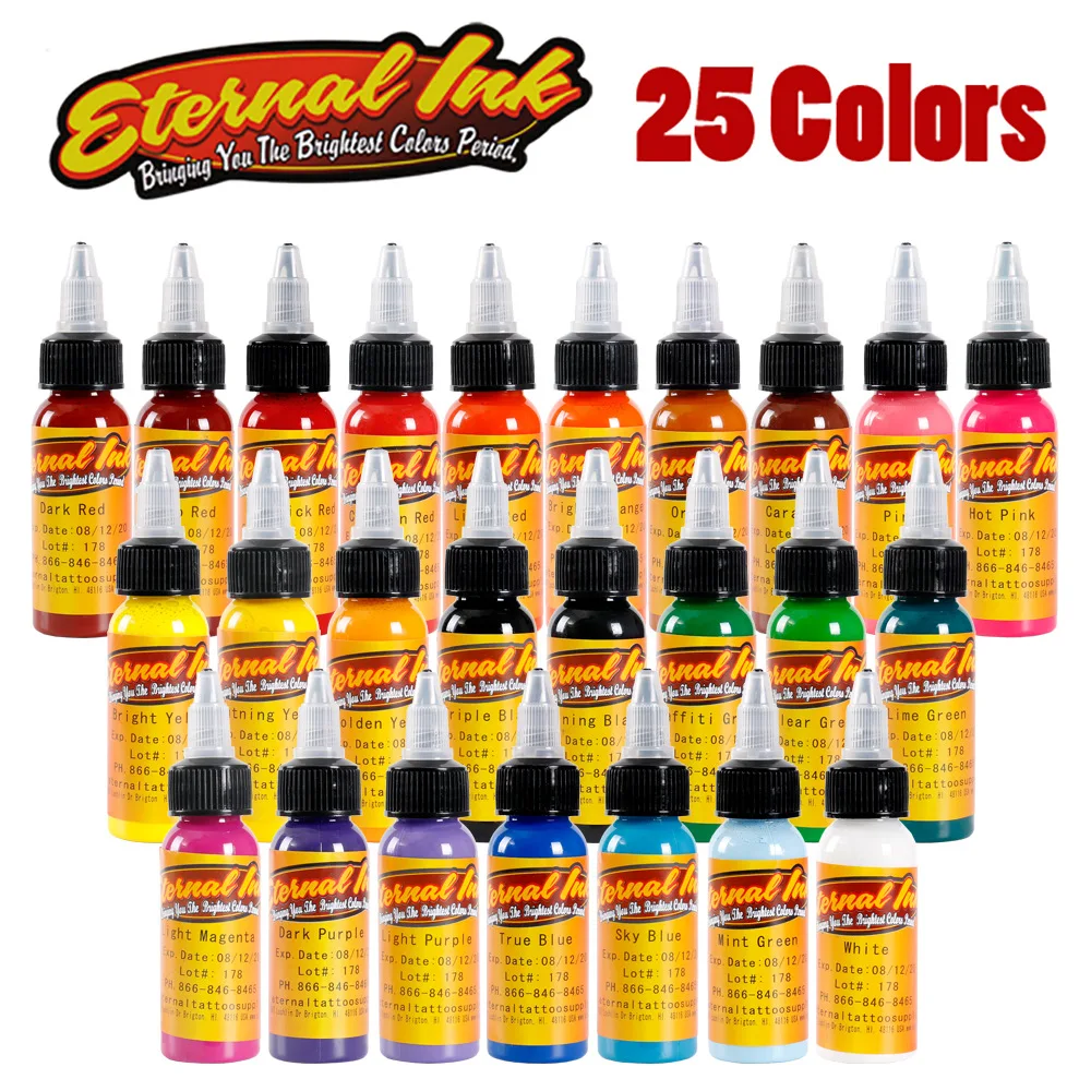 

1oz Tattoo Eternal Tattoo Ink Set 25 Colors Set 30ml