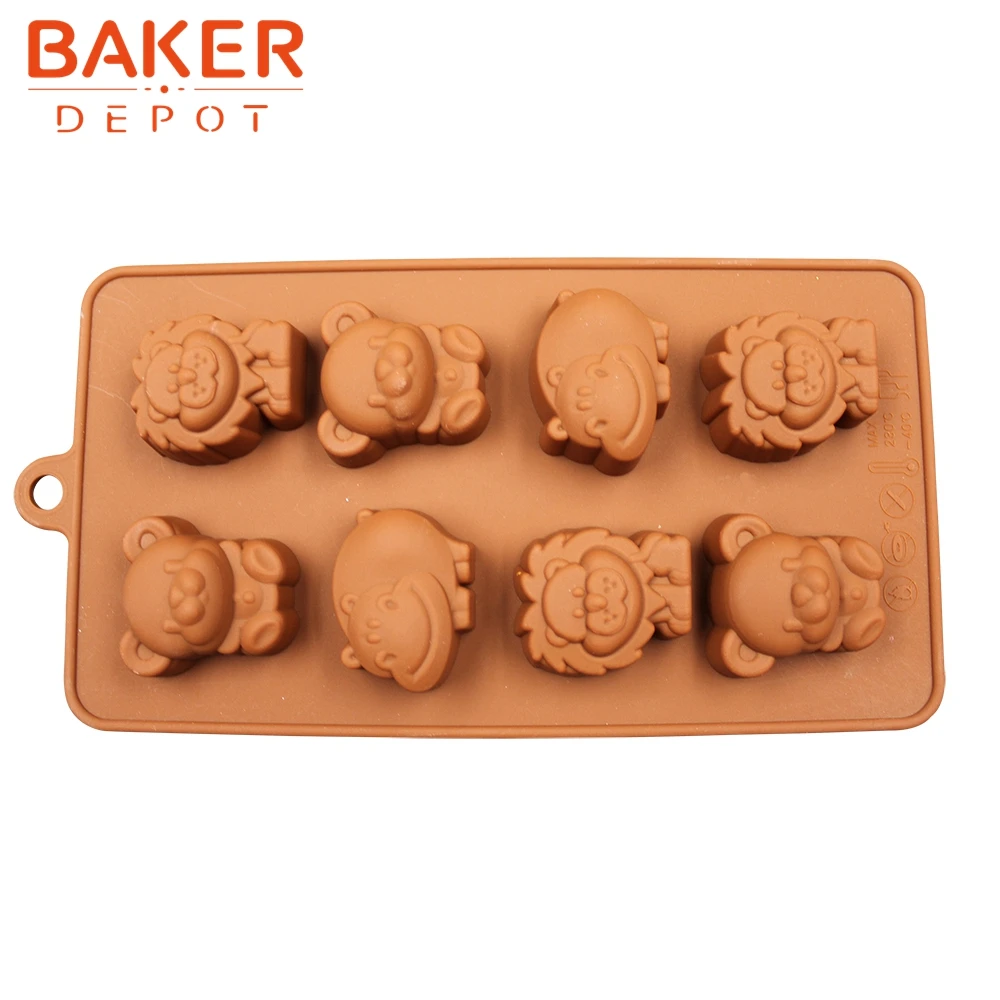 

DIY tools Silicone Mold 8 animals chocolate mold lion hippo bear cookies molds SICM-008-18