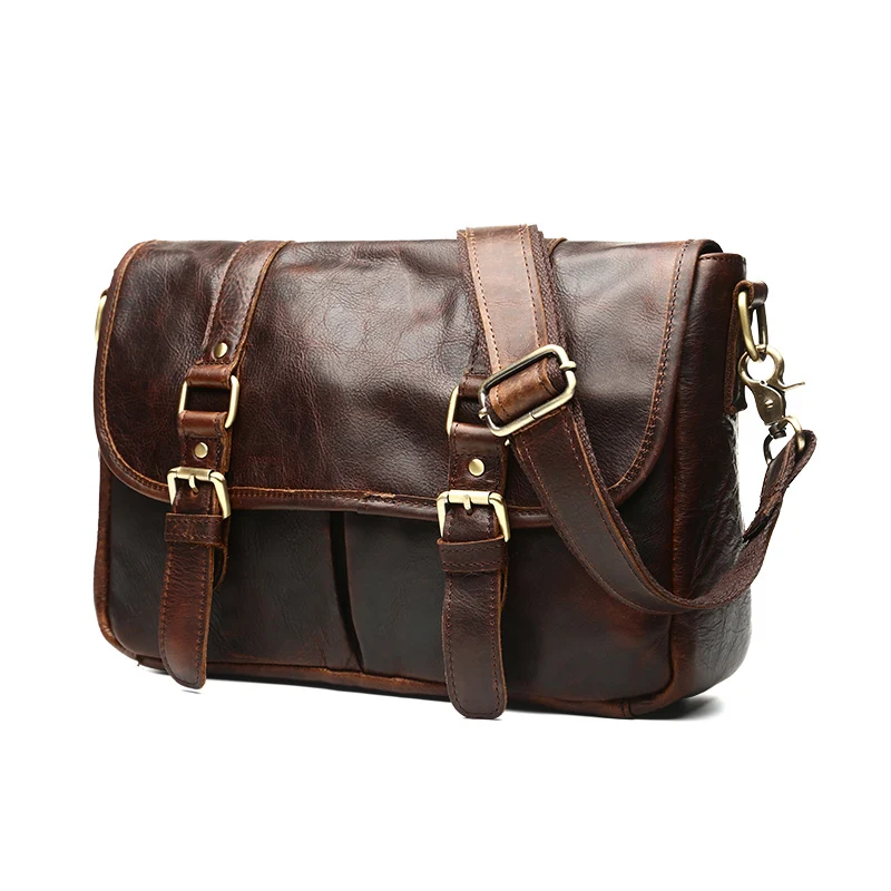 

Luxury Brand Genuine Leather Men Small Shoulder Bags Vintage Leather Men Messenger Crossbody Travel Bag Designer Male Bag