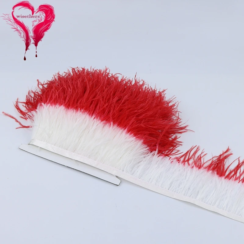 2 white and red ostrich trims 4