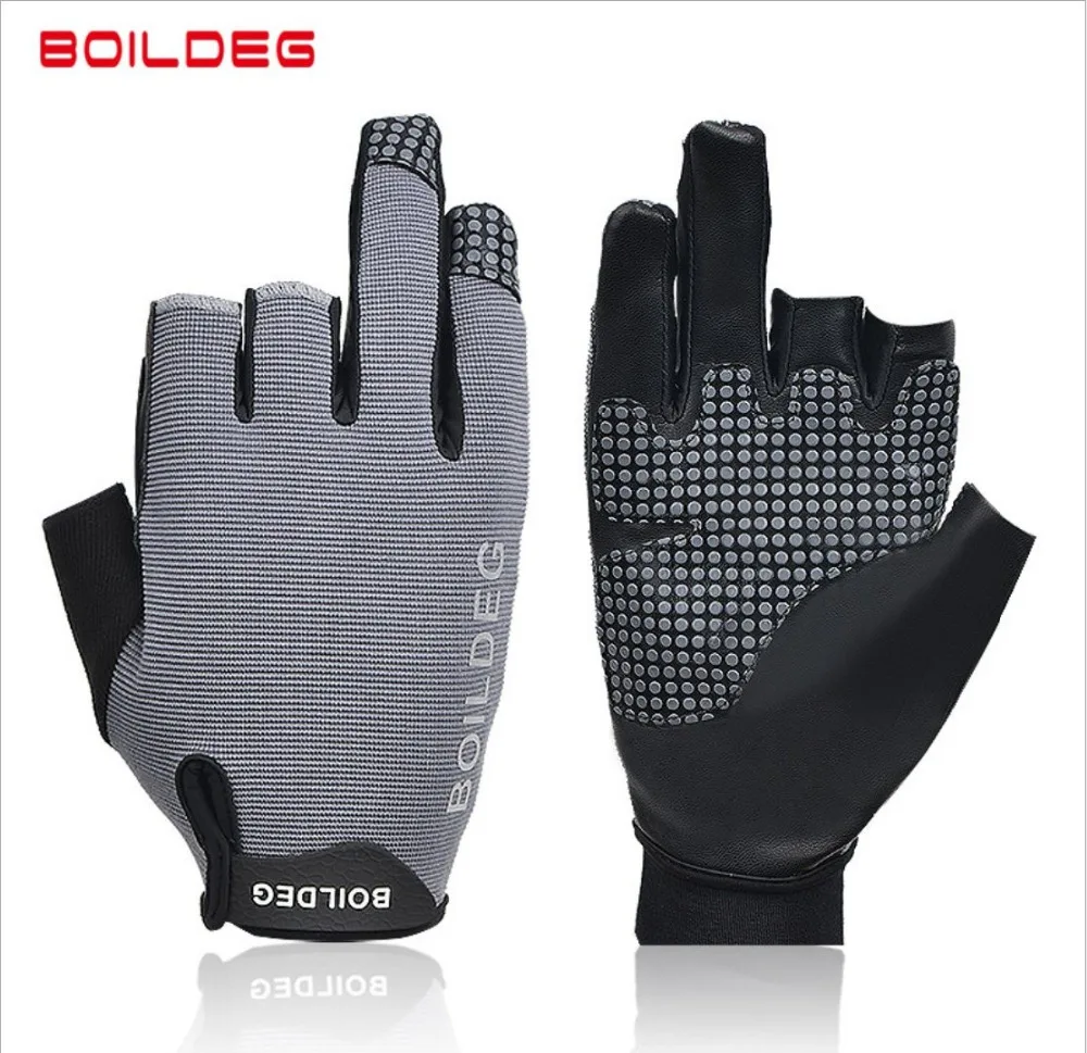 

Boodun 1 Pair 3 Fingers Anti Skid Fishing Glove Reflective Outdoor Rowing gloves Sailing boat Wear Resistant Fishing Equipment