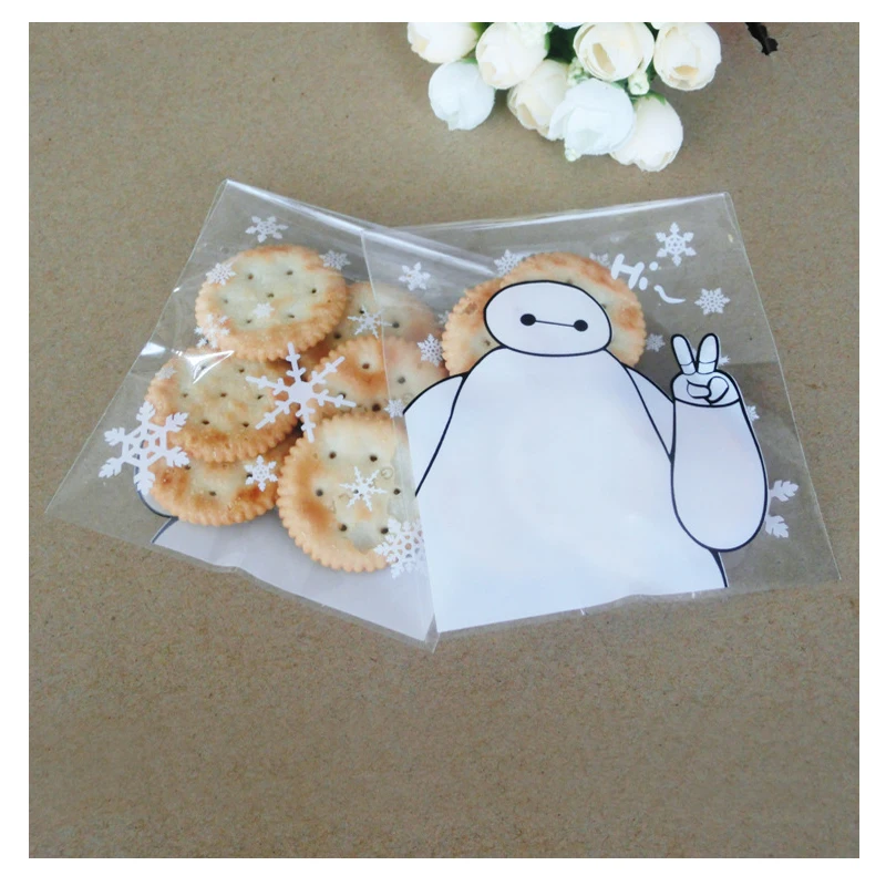 140x140mm 100pcs/lot Cute Boy Cookie Packaging Self-adhesive Gift Bag Plastic Biscuit Snack Baking Package