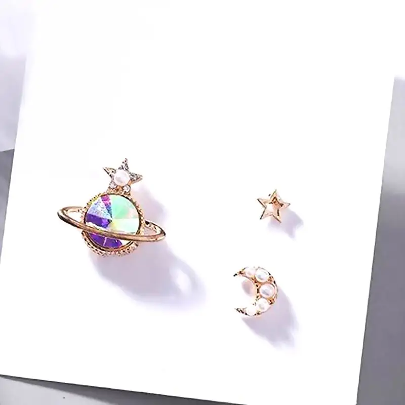 

Korean Universe Planet Moon Star Small Earrings Set Women 2019 New Simple Stud Earring Trendy Jewelry