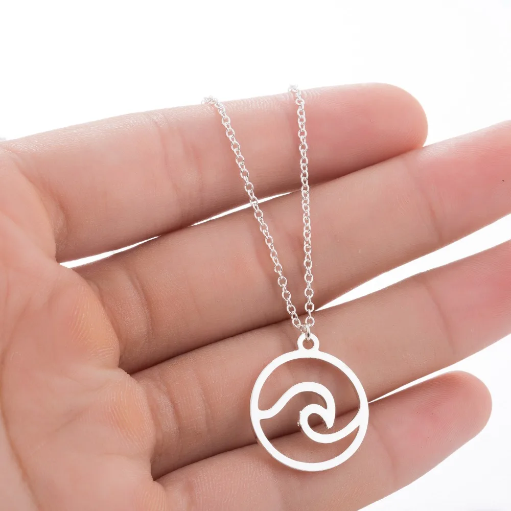 Daisies Wave Necklaces Geometric Round Circle Pendant Necklace Collares