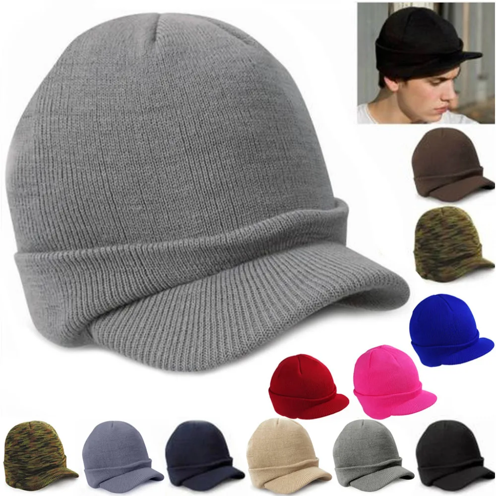 

Men Women Winter Knit Baggy Beanie Oversize Fashion Hat Visor Cap