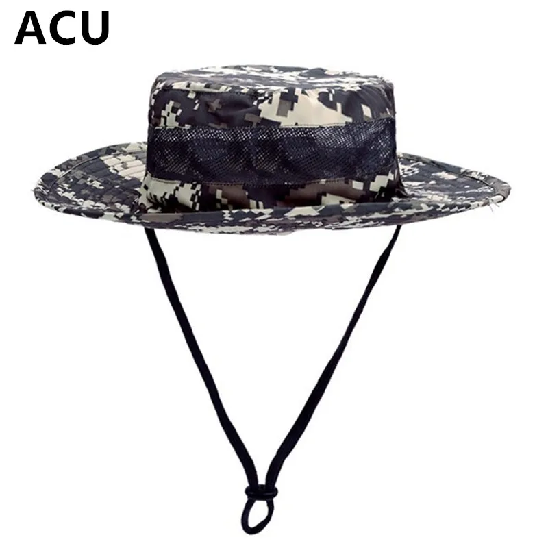 Страйкбол Снайпер камуфляж Boonie шапки, тактические Непальские кепки, Военная Мужская шляпа для рыбалки, аксессуары, один размер 60 - Цвет: ACU