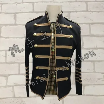 

Free ship black mens tuxedo club jacket/party/stage performance/stuido/dance jacket/can customs size