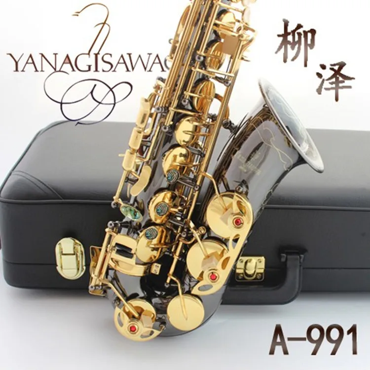 

Yanagisawa musical instrument new A-991 flat Alto saxophone black Nickel Gold key Saxophone with professional case Free Shipping