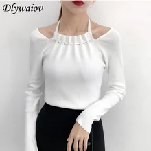 Fashion Women's Sweaters And Pullovers Sexy Hanging Neck Shoulder Off Female Sweater Casual Solid Color Knit Sueter Mujeres 2018 Fashion Women's Sweaters And Pullovers Sexy Hanging Neck Shoulder Off Female Sweater Casual Solid Color Knit Sueter Mujeres 2018