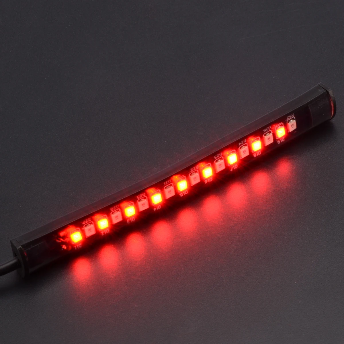 New Amber & Red Motorcycle Tail Strip Light Universal Flexible 18 SMD LED Brake Stop Turn Signal License Plate Strip Lamp