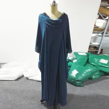 New Real Mother Of The Bride Dress Natural Floor length Cap Sleeve Ruffles Chiffon Moroccan Kaftan