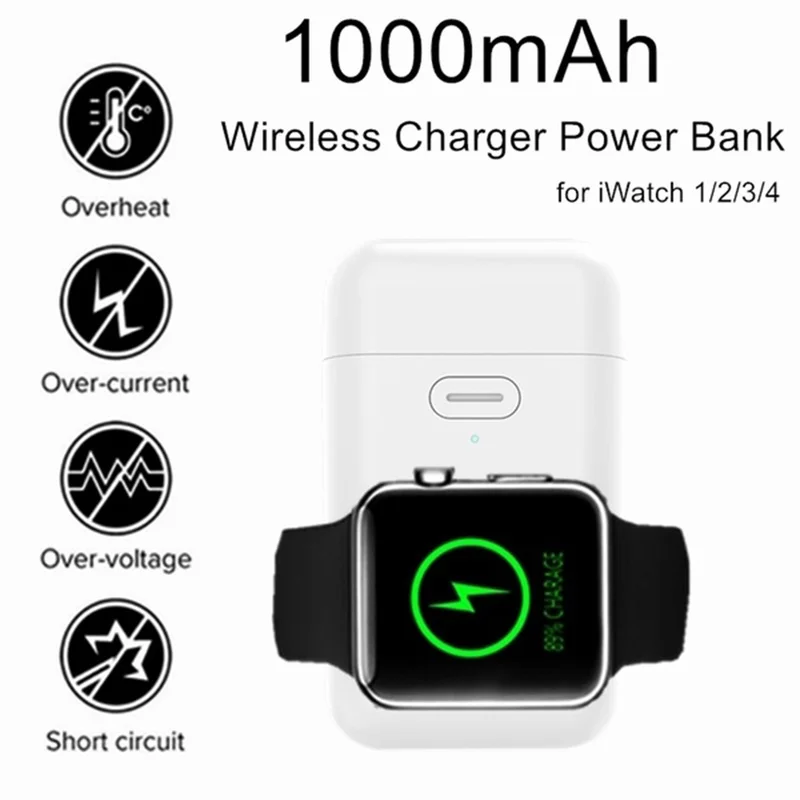 Portable Mini Wireless Charger External Battery Pack with 1000mAh Lithium Battery Power Bank for Apple Watch Series 1234 Portable Mini Wireless Charger External Battery Pack with 1000mAh Lithium Battery Power Bank for Apple Watch Series 1234