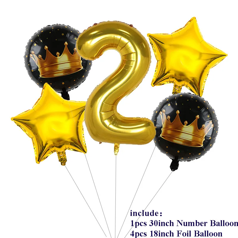 5pcs 30 inch Gold Number Foil Balloons Gold Crown 0-9 Digit Air Ballon Kids Birthday Party Decorations Anniversary Supplies Ball - Цвет: 5pcs