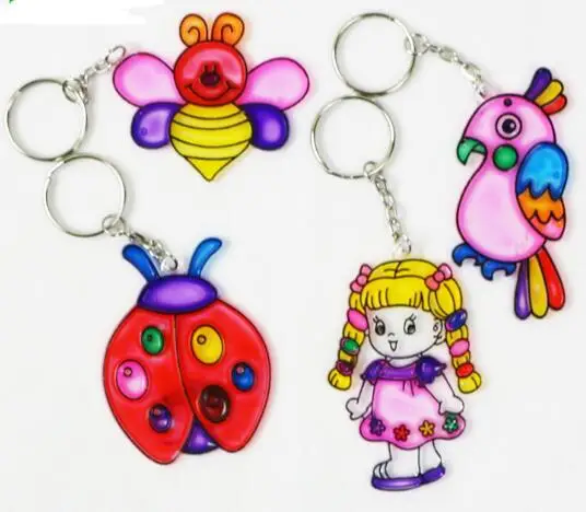 Kids Keychain Painting with Six Colors Pigment Children Art Diy font b Toys b font 1set