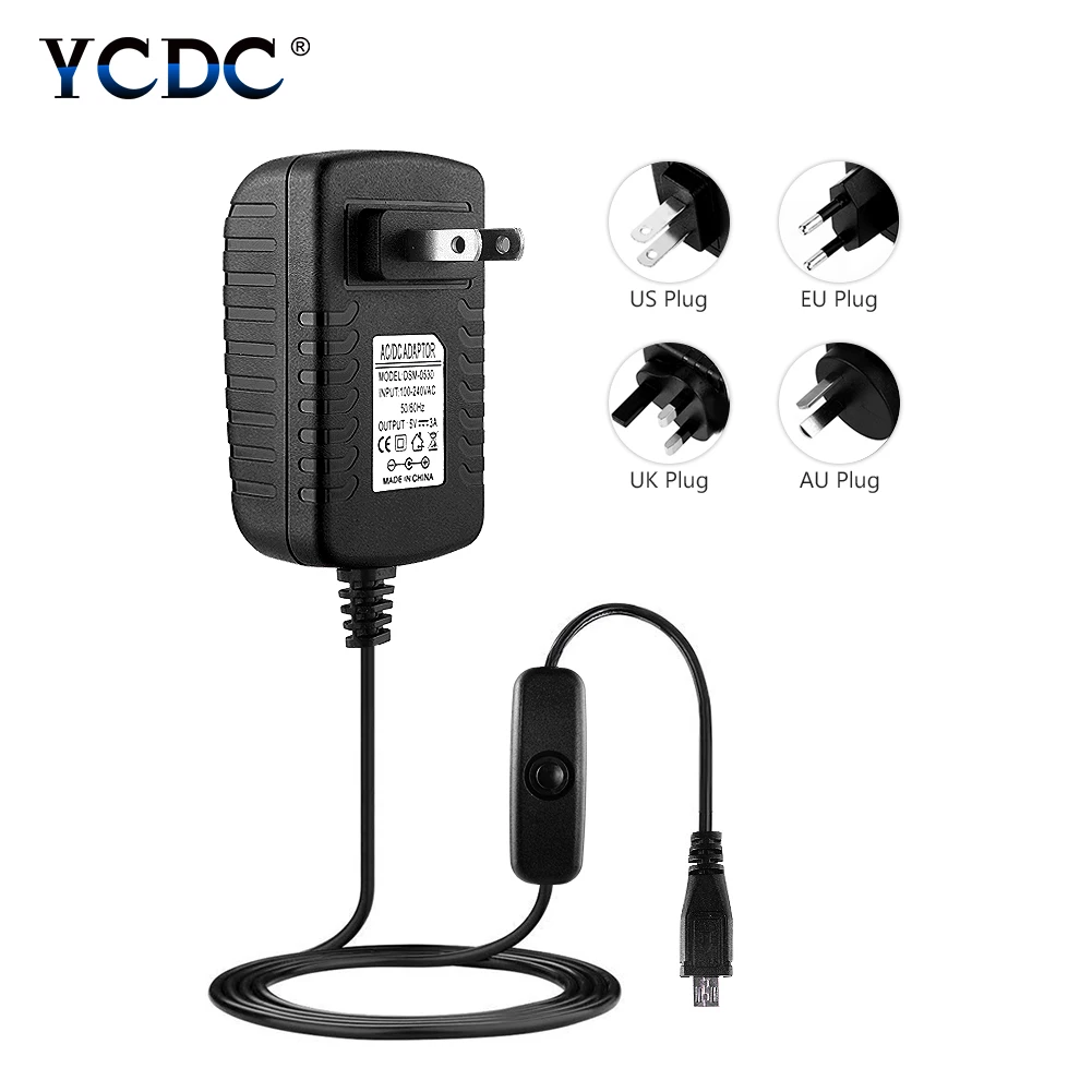 

5V 3A On/Off Switch Adapter Power Supply Charger US/EU/UK/AU For Bose SoundLink Mini II 725192-1110 Raspberry Pi 3 Model B B+