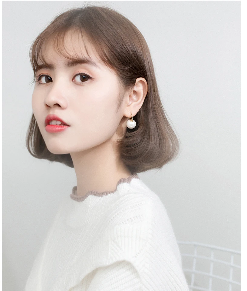 925 Sterling Silver Big Imitation Pearl Stud Earrings For Women Bride Wedding Party Jewelry Oorknopjes Boucles D Oreille Femme (1)