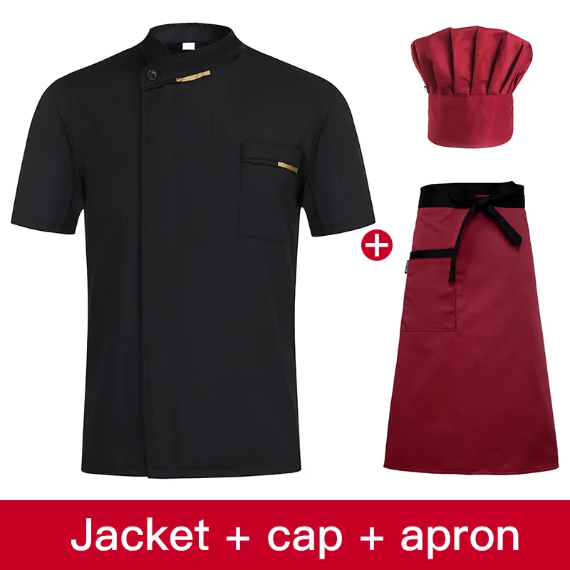 Унисекс профессиональная Униформа шеф-повара для женщин и мужчин, ресторанная подставка для кухни поварской китель, Рабочая форма, кухонная плита, рубашки - Цвет: jacket cap apron
