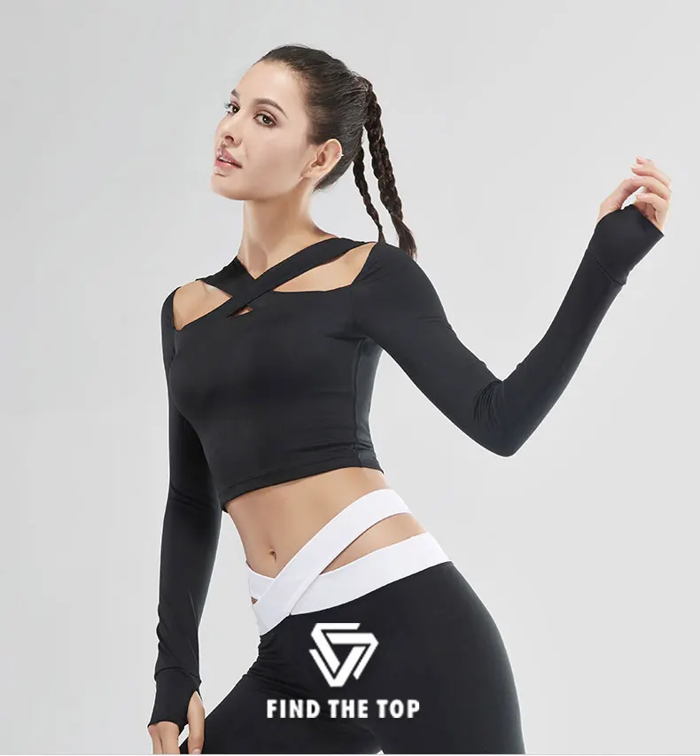 VANSYDICAL Yoga Top For Women Yoga Shirts Long Sleeve Gym Shirts Fitness Clothing Shirt Female Sports Tops Women Sport Shirt bts 10