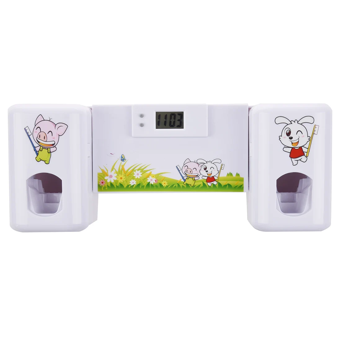 Bathroom accessories Automatic Toothpaste Dispenser Toothbrush Holder Set Wall Mount Rack Bath Oral-White Animals