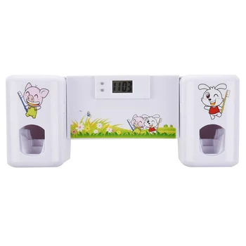 

Automatic Toothpaste Dispenser Toothbrush Holder Set Wall Mount Rack Bath Oral-White Animals Bathroom accessories