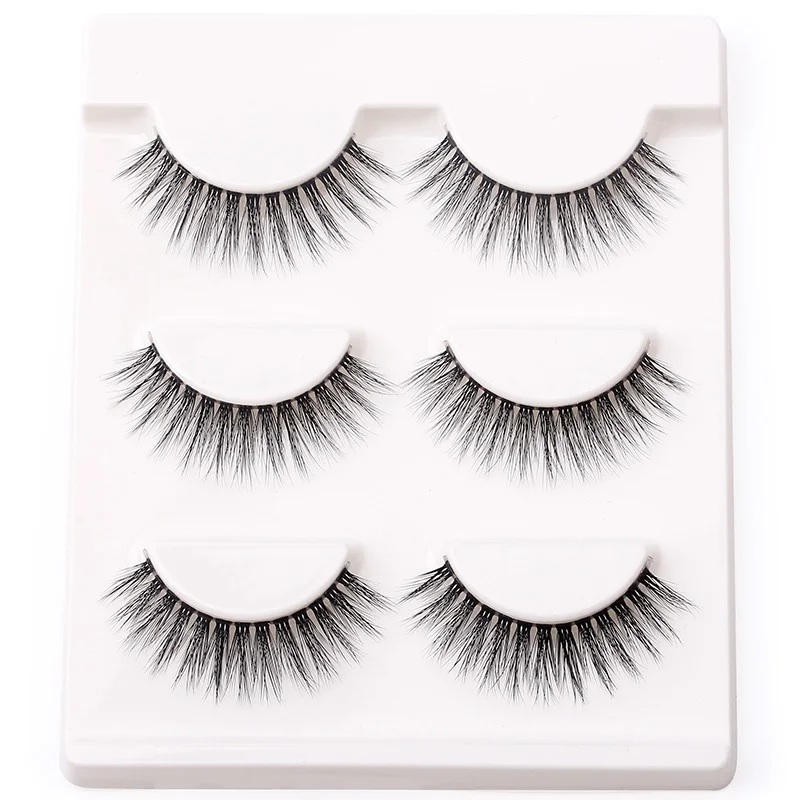 

3 Pairs/set 3D false eye lashes natural handmade volume soft fake mink eyelash Thick Crisscross Makeup lash extension