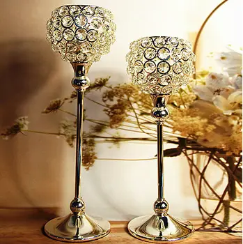 

Express Free shipping silver crystal 11.8 and 13.8 inches wedding centerpieces Christmas decoration candle holder