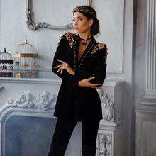 Новые модные роскошные Show Стиль коллекции черные элегантные пальто наряд для вечеринки повседневная одежда Интернет-коктейль дамы пальто