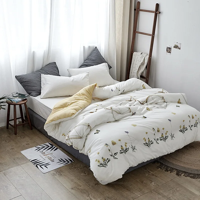 

2018 Yellow Flowers Bikes Winter Comforter Twin Queen King Thick Quilting Quilt Sanding Cotton Fabric Polyester Filler