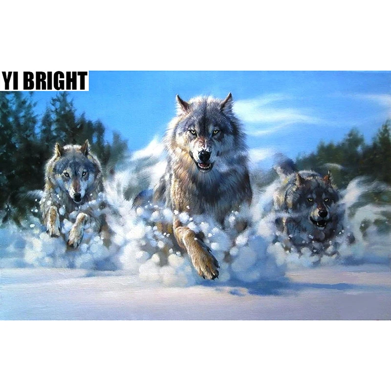 

New Diamond Mosaic Cross Stitch Kits "The Wolf Pack:Attacking" Diamond Embroidery Diamond Painting Full Drill Home Decor GT