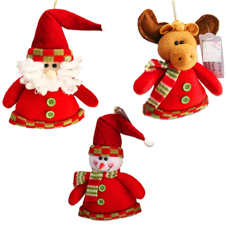 Image 6pcs Christmas Decoration Pendants Outside Christmas Tree Hanging Ornaments Santa Claus Snowman Deer Doll for Home Deocr SD111