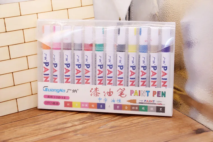 Colorido à Prova Água à Base de Óleo Marcadores para Faça Vibrante Dwaterproof Tinta Você Mesmo Scrapbooking Álbum Carro Graffiti Desenho Papelaria Decoração Canetas 12 18 Material escolar e de escritório