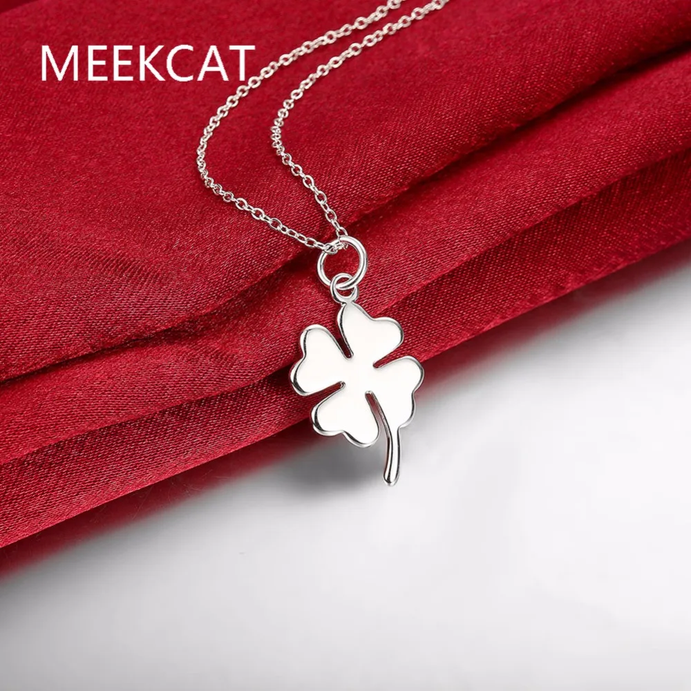 

Lucky Clover Decoration pendants 925 stamped silver plated necklaces collier 20'' snake chains For female Valentine's Day gift