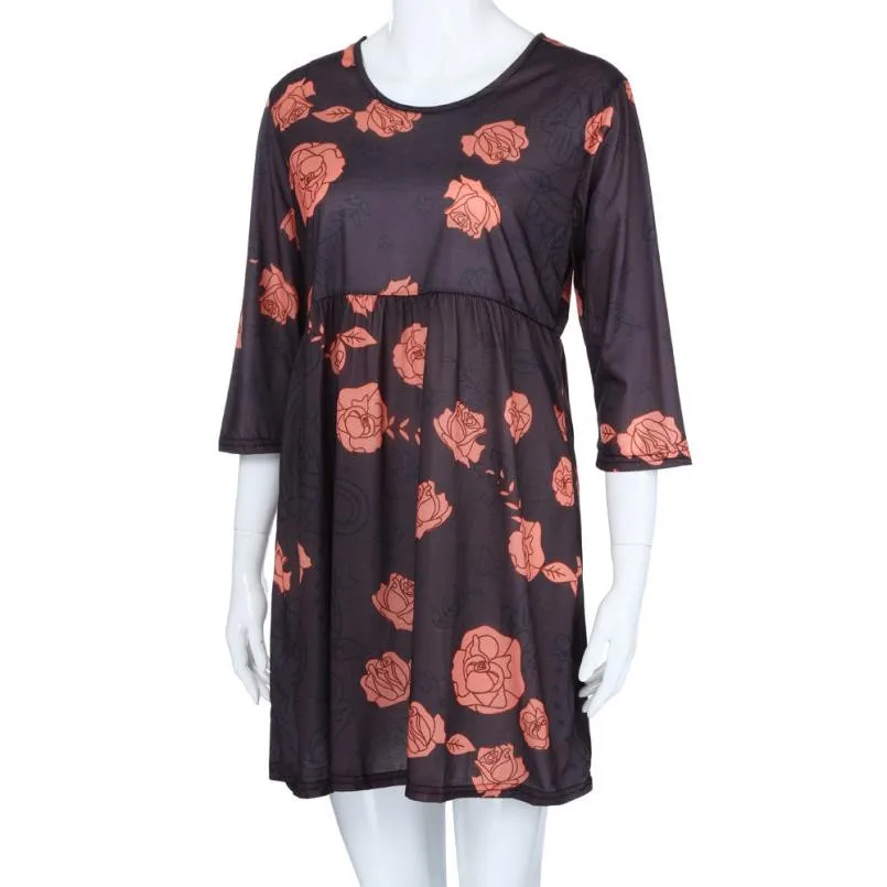 Женские топы и блузки размера плюс 5XL, туника с цветочным принтом и коротким рукавом, винтажная Повседневная футболка с длинным рукавом, женская одежда