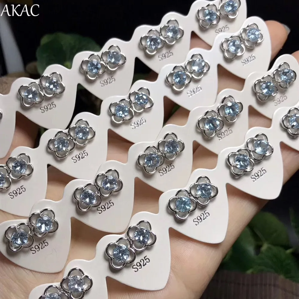 

Free shipping natural topaz stud earrings for women 2 pairs/ set the best gift ever