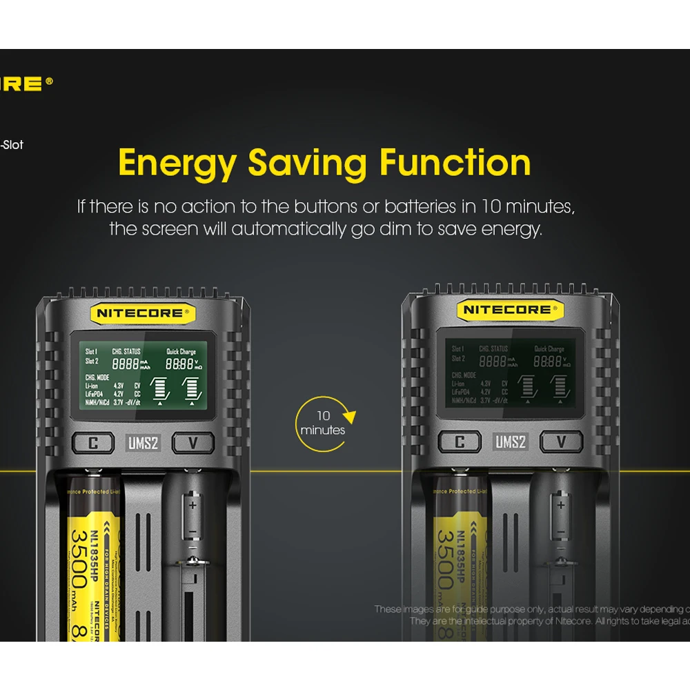 NITECORE UMS2 UMS4 SC4 интеллигентая(ый) Батарея Зарядное устройство USB Выход 3A для LiFePO4 литий-ионный металл-гидридных или никель-гидридных и никель-кадмиевых типов аккумуляторов 18650 10350 10440 10500