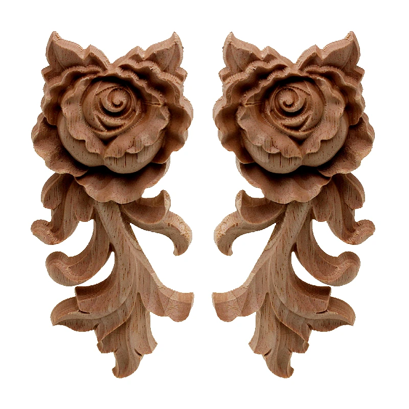 

ZLX Wood Carved Corner Onlay Unpainted Applique Frame Door Decors Decal Chair Vintage Home Decoration Accessories Wooden