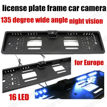 

European car auto license plate frame camera vehicel Reverse Rearview backup Car Camera Parking Assistance 16LED