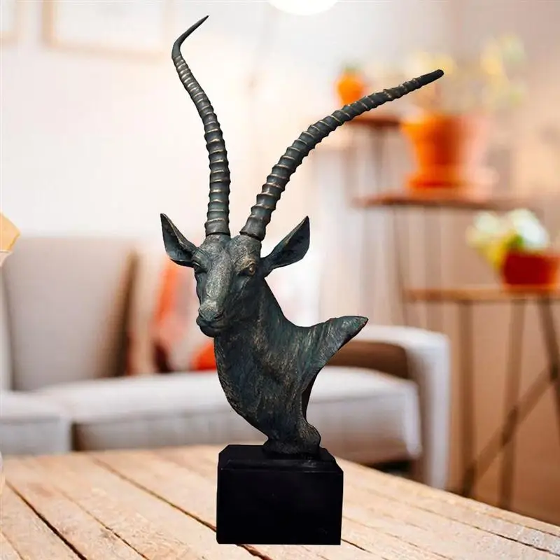 

Creative Vintage Antelop Head Model Resin Desktop Showcase Display Ornament Crafts for Home Office Decoration