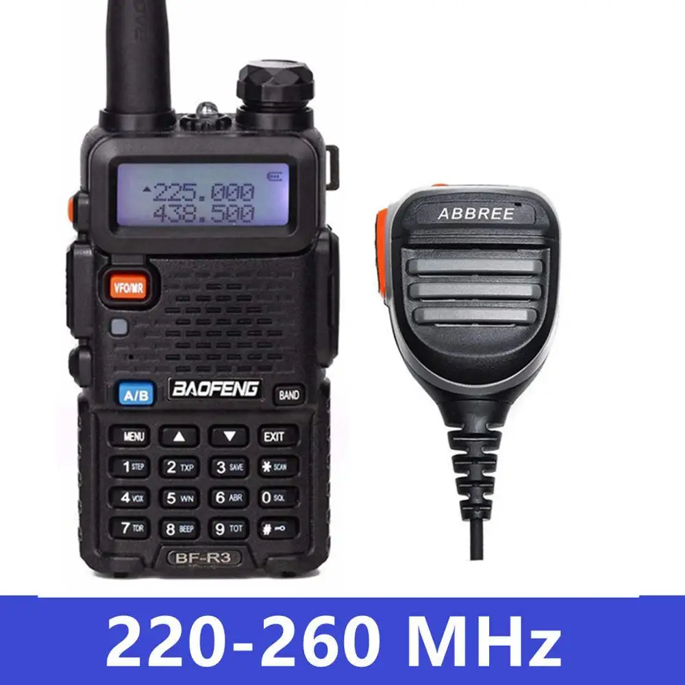 BaoFeng BF-R3 трехдиапазонная 3 полосная рация ham 136-174Mhz 220-260Mhz& 400-520Mhz amatuer портативная двухсторонняя рация - Цвет: Microphone 220-260