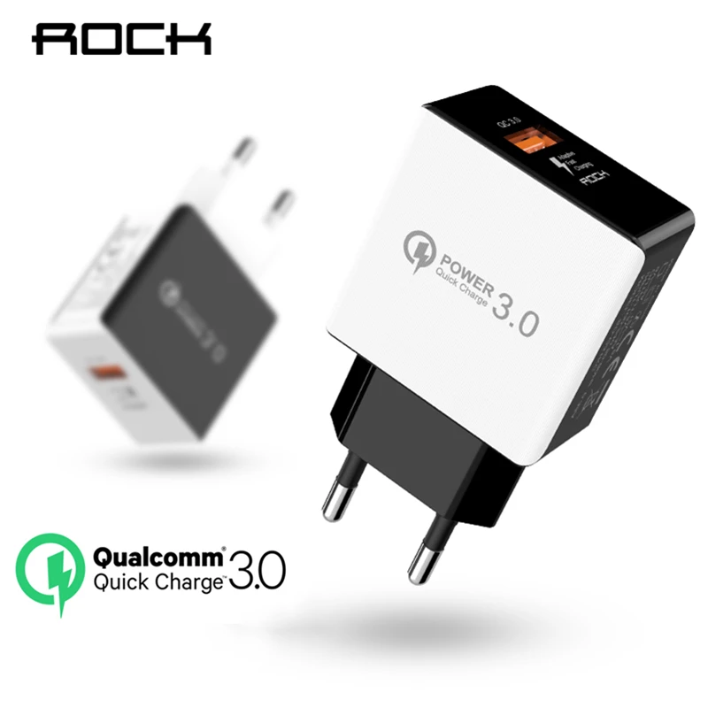 

ROCK 18W Quick charge 3.0 FCP usb cahrger QC 3.0 Phone Charger Travel Wall Adapter fast charging For Xiaomi Samsung Huawei EU