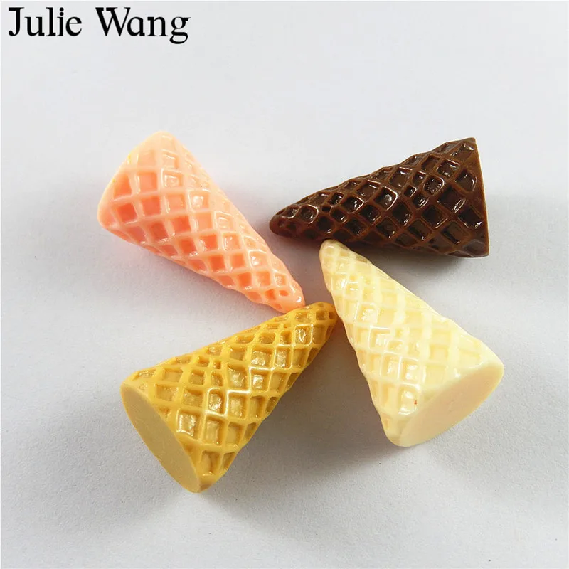 

Julie Wang 10PCS 4 Colors Resin Ice Cream Cone Charms Pendants Decoration Findings Jewelry Making Necklace Bracelet Accessory