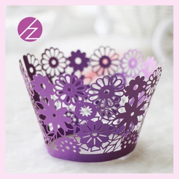 

50pcs Sunflower Lace Laser Cut Cupcake Wrapper Liner Baking Cup For Home Wedding / Birthday / Christmas Party Decoration