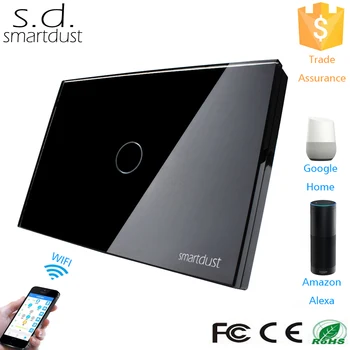 

Smartdust US AU Standard Ewelink App Wifi Switch Homekit 1 Gang Remote Control Light Switch Tempered Glass Touch Smart Switch