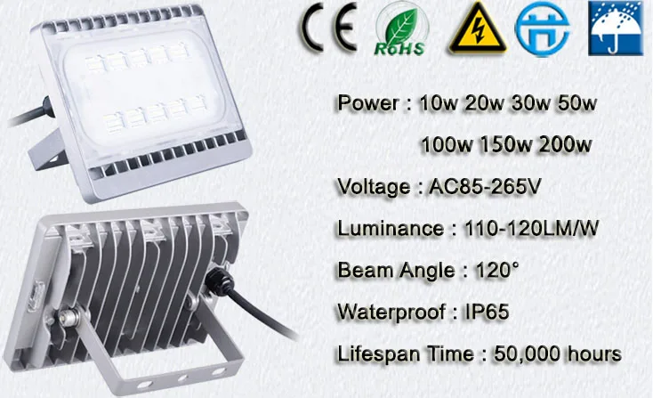 Американский LED-чип Bridgelux светодиодный прожектор 20 Вт 30 Вт 50 Вт 70 Вт 100 220 v квадратный отражатель света для освещения прожекторы уличные лампы на солнечных батареях сад света