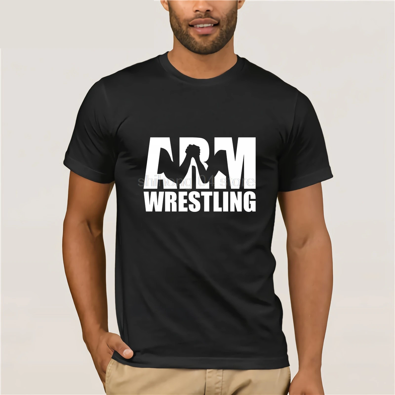الذراع Wrestlings التي شيرت الصيف نمط اللياقة البدنية الكلاسيكية اليورو حجم S-3XL T قميص للرجال تصاميم الأعلى المحملة سليم ملتوي