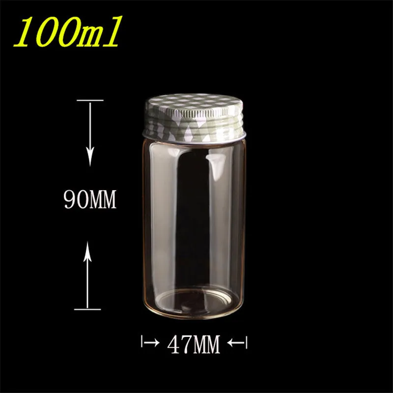 

10pcs 47x90 mm 100ml Glass Bottles Silicone Stopper Grey Aluminium Screw Cap Leak Proof Bottles Empty Glass Sealed Containers