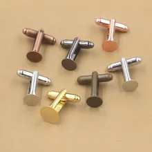 Пустой Запонки настройки с плоской круг Клей Pad смолы кабошоны основы Для мужчин запонки DIY Выводы Multi- цвет покрытием